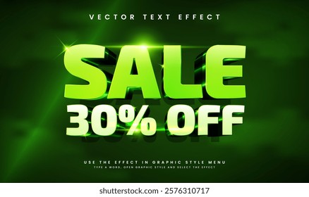 3d Green sale editable vector text effect, suitable for poster, banner, or promotion product title