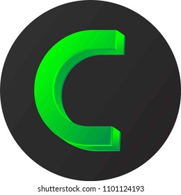 3D Green Shiny Round Letter "C" Logo