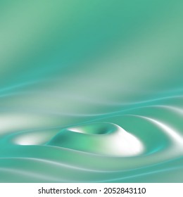 3D Green Soundwave: Visualization Of Music Listen And Sound Design. Circle Waves On Liquid Surface. Abstract Background For Ecology, Nature And Biotechnology Concepts, EPS 10 Vector Illustration.