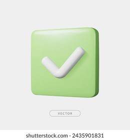 3D verde cuadrado botón de verificación