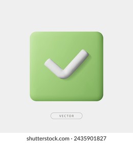 3d green square checkmark icon
