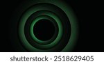 3D green techno abstract background overlap layer on dark space with glowing circle lines decoration. Modern graphic design element future style concept for banner, flyer, card, or brochure cover