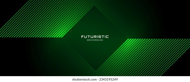 3D green techno abstract background overlap layer on dark space with glowing lines shape decoration. Modern graphic design element future style concept for banner, flyer, card, or brochure cover