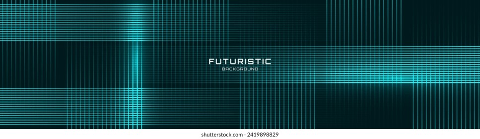 3D green techno abstract background overlap layer on dark space with glowing lines shape decoration. Modern graphic design element future style concept for web banner, flyer, card, cover, or brochure