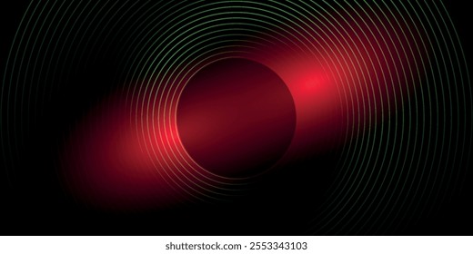 3D green techno abstract background overlap layer on dark space with glowing circle lines decoration. Modern graphic design element future style concept for banner, flyer, card, or brochure cover