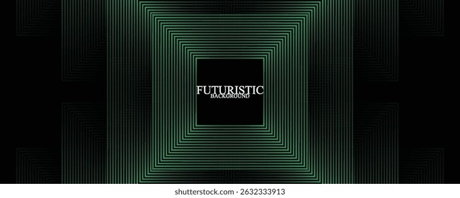El fondo abstracto tecno verde 3D se superpone en el espacio oscuro con líneas brillantes en la decoración de la forma. Concepto moderno del estilo del futuro del elemento de Diseño gráfico para el Anuncio, el volante, la tarjeta, o la cubierta del folleto