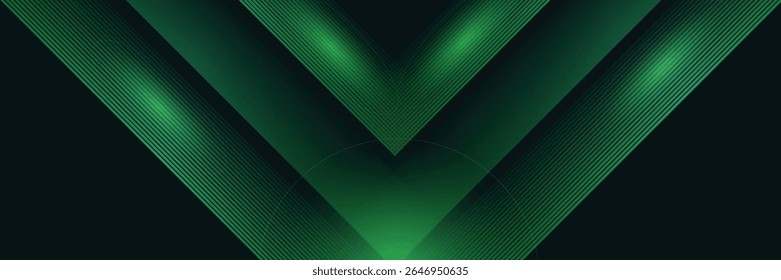 3D green techno abstract background overlap layer on dark space with glowing lines shape decoration. Modern graphic design element future style concept for banner, flyer, card, or brochure cover