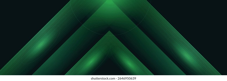 3D green techno abstract background overlap layer on dark space with glowing lines shape decoration. Modern graphic design element future style concept for banner, flyer, card, or brochure cover