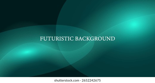 3D grüne Techno abstrakten Hintergrund Überlappungsschicht auf dunklem Raum mit leuchtenden Wellen Form Effekt Dekoration. Modernes Design Element Linien Stil Konzept für Banner, Flyer, Karte oder Broschüre Abdeckung
