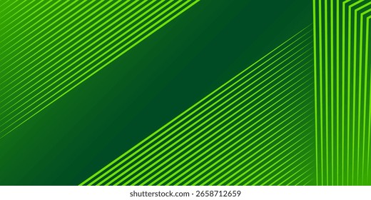 El fondo abstracto tecno verde 3D se superpone en el espacio oscuro con líneas brillantes en la decoración de la forma. Ilustración vectorial