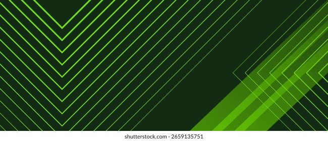 3D green techno abstract background overlap layer on dark space with glowing lines shape decoration. Modern graphic design element future style concept for banner, flyer, card, or brochure cover