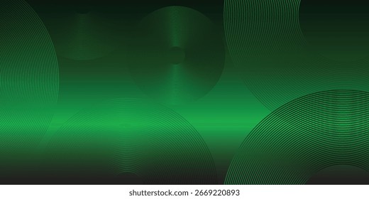 3D green techno abstract background overlap layer on dark space with glowing circle lines decoration. Modern graphic design element future style concept.Eps 10