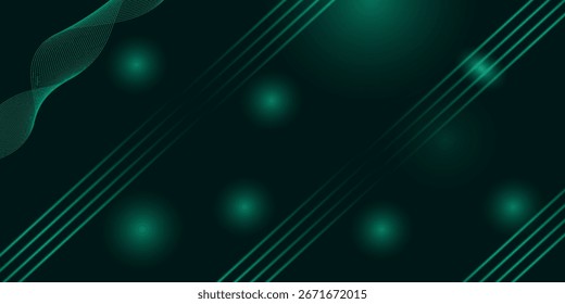 Capa abstracta del traslape del fondo del techno verde 3D en el espacio oscuro con la decoración brillante del efecto de la forma de las ondas. Concepto moderno del estilo de las líneas del elemento del Diseño gráfico para el Anuncio, el volante, la tarjeta, o la cubierta del folleto