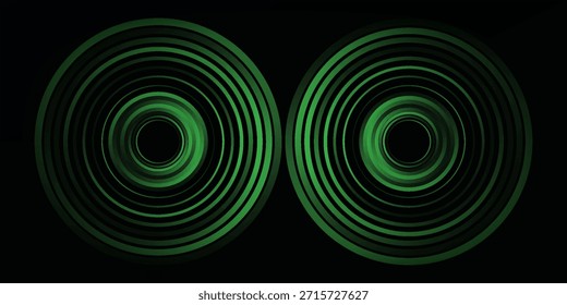 3D grüner Techno abstrakten Hintergrund Überlappungsschicht auf dunklem Raum mit leuchtenden Kreislinien Dekoration. Modernes Grafikdesign Element Future Style Konzept für Banner. Vektorgrafik.