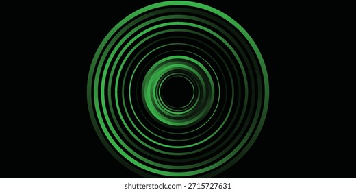 3D green techno abstract background overlap layer on dark space with glowing circle lines decoration. Modern graphic design element future style concept for banner. vector illustration.