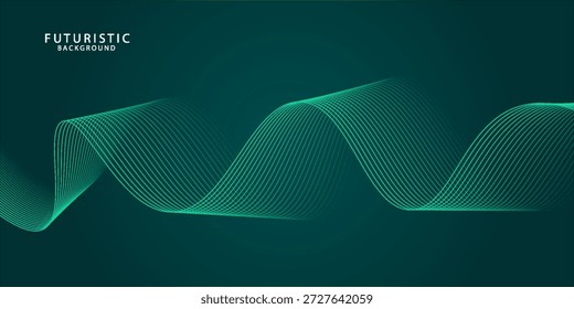 Capa abstracta del traslape del fondo del techno verde 3D en el espacio oscuro con la decoración brillante del efecto de la forma de las ondas. Concepto moderno del estilo de las líneas del elemento del Diseño gráfico para el Anuncio, el volante, la tarjeta, o la cubierta del folleto