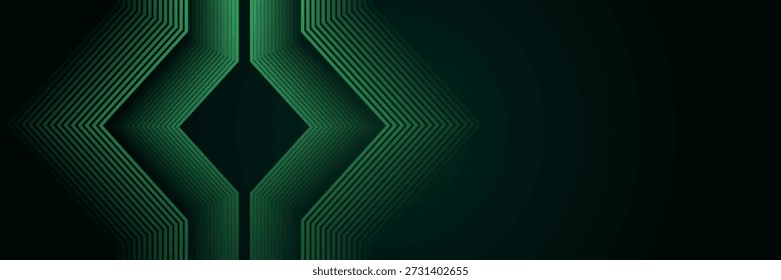 3D green techno abstract background overlap layer on dark space with glowing lines shape decoration. 
