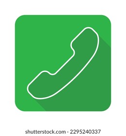 3D Green Telephone Call Flat Icon Vector, phone call accept button,Telephone Logo Icon, Green Incoming Telephone Call Vector With White and Green Color Long Shadow