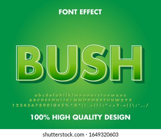 3d Green Text Effect with White line and Extrude and Green Shadow for Title, Headline, and Sticker. Premium Vector