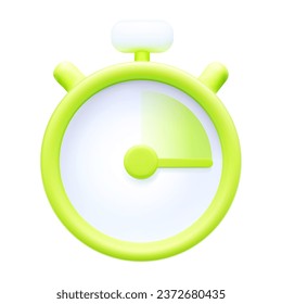 3D green timer on white background. Realistic style isolated vector. 3d vector illustration