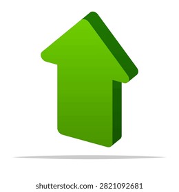 3D green uparrow vector isolated illustration
