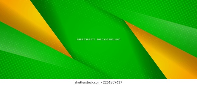 3D green yellow geometric abstract background overlap layer on bright space with colorful shape decoration. Graphic design element cutout style concept for banner, flyer, card, or brochure cover