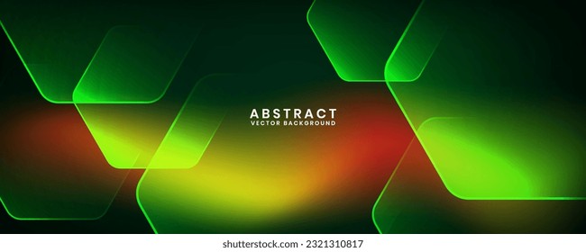 3D green yellow techno abstract background overlap layer on dark space with glowing hexagonal decoration. Modern graphic design element future style concept for banner, flyer, card, or brochure cover