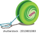 3D green yo-yo with string illustration
