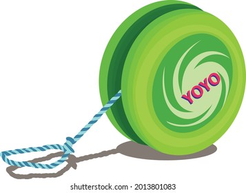 3D green yo-yo with string illustration
