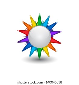 3d grey button with bright star frame