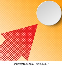 3d grey circle with red halftone arrow on orange background for business graphic background concept