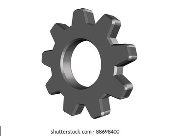 3D grey cogwheel vector on white background.