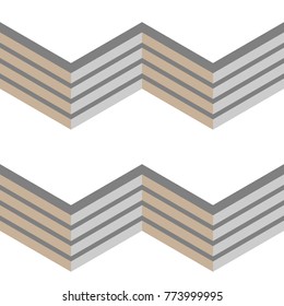 3D grey fence. Seamless vector chevron pattern.