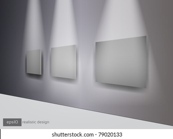 3D Grey Frames of Pictures on the Wall - Realistic Vector Design