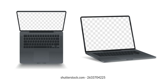 3D Grey Laptop Mockup Template with Blank Screen