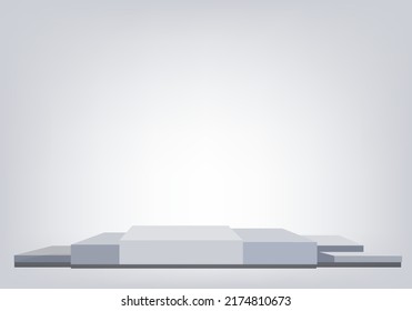 3D-graues Podium minimaler Studiohintergrund. Abstrakter 3D-Rendering geometrischer Formen der Objektgrafik. Display für kosmetische Parfümmode