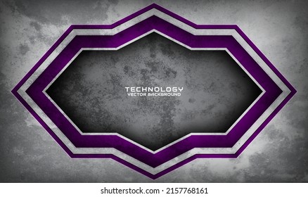 3D grey purple techno abstract background overlap layer on dark space with grunge texture effect decoration. Graphic design element future style concept for flyer card, brochure cover, or landing page
