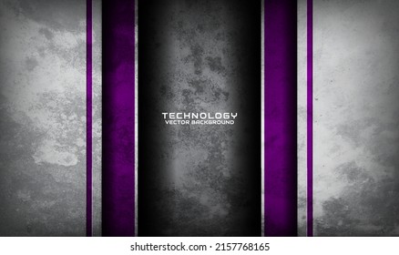 Capa de superposición de fondo abstracto de tecnología 3D púrpura gris en el espacio oscuro con la decoración de efecto de textura gruesa. Elemento de diseño gráfico concepto de estilo futuro para tarjeta de volante, portada de folleto o página de inicio