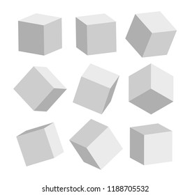 3d grey realistic modern square standing in different positions vector illustration