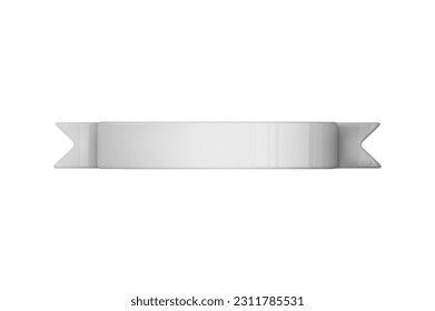 3d grey ribbon banner sale. White blank label flag title icon. Vector realistic illustration
