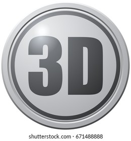 3D Grey Scale Round Icon, Vector Illustration. 