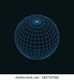 3d Grid Sphere Vector Wireframe