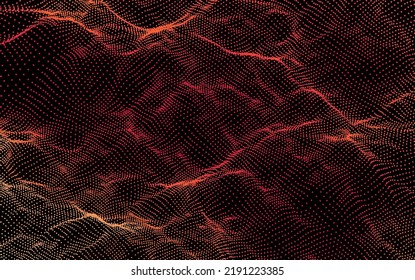 3D grid surface with particles. Futuristic technology style. Abstract background. Vector illustration for marketing, advertising and presentation.