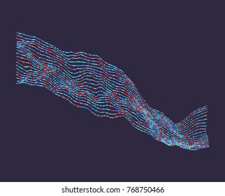 3D grid surface with particles. Futuristic technology style. Abstract background. Vector illustration for marketing, advertising and presentation.