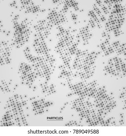 3D grid surface with particles. Futuristic technology style. Abstract background. Vector illustration.