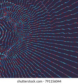 3D grid surface with particles. Futuristic technology style. Abstract background. Vector illustration for marketing, advertising and presentation.
