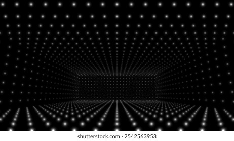 Fondo de la habitación de 3D Grid VR. Folleto de fiesta de retroondas de marco de rejilla. Ilustración vectorial de Tecnología del túnel de la realidad virtual VR del ordenador de Antiguas.