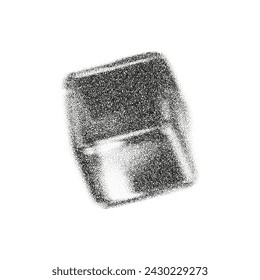 3d gritty cube with grain gradient effect in y2k style isolated on white background. Noise cube with grainy dot texture is rotating in perspective with light and shadow. 3d vector geometric shape