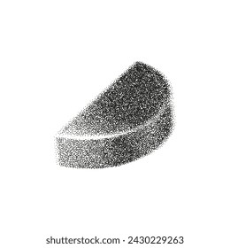 3d gritty geometric shape with grain gradient effect in y2k style isolated on white. Noise half cylinder, torus, pipe with grainy dot texture rotate with light and shadow. 3d vector geometric figure