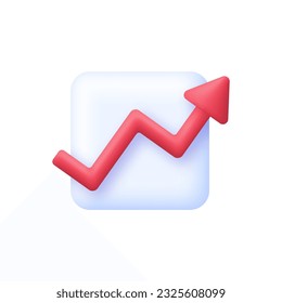 3D Growing bar graph illustration. Making goals and goal achievement, growth business success. Investment and financial growth concept. Modern vector in 3d style.